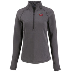 San Francisco 49ers Cutter & Buck Women's Peshastin Eco Fleece Recycled Tri-Blend Raglan Half-Zip Jacket Heather Black | NFL
