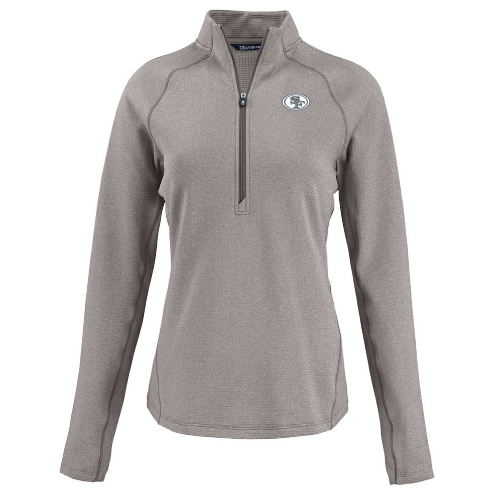 San Francisco 49ers Cutter & Buck Women's Peshastin Eco Fleece Recycled Tri-Blend Raglan Half-Zip Jacket Heather Gray | NFL