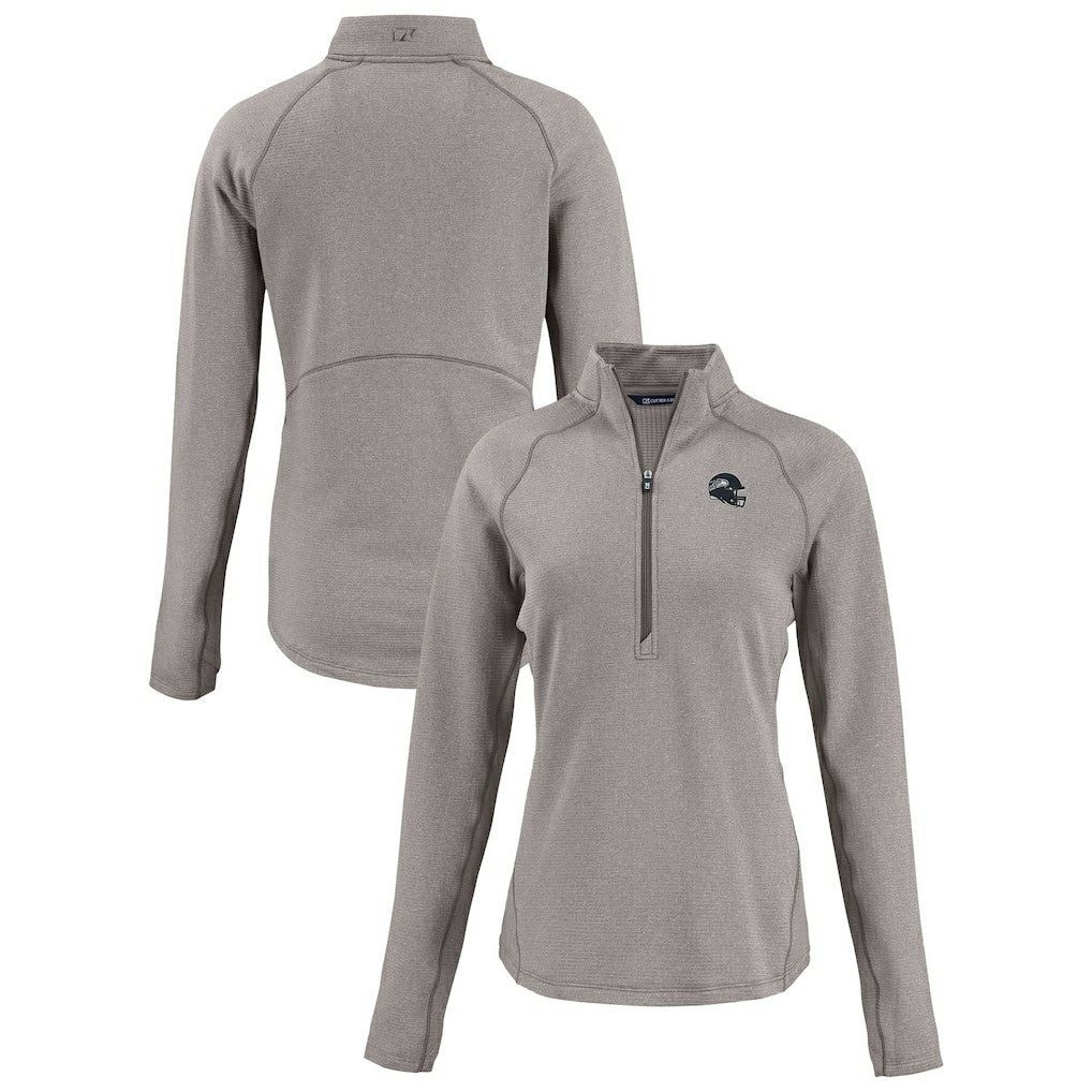 Seattle Seahawks Cutter & Buck Women's Peshastin Eco Fleece Recycled Tri-Blend Raglan Half-Zip Jacket Heather Gray | NFL