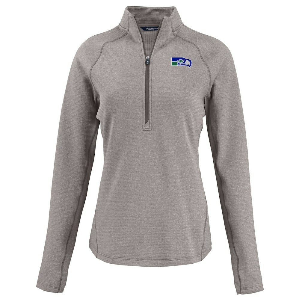 Seattle Seahawks Cutter & Buck Women's Peshastin Eco Fleece Recycled Tri-Blend Raglan Half-Zip Jacket Heather Gray | NFL