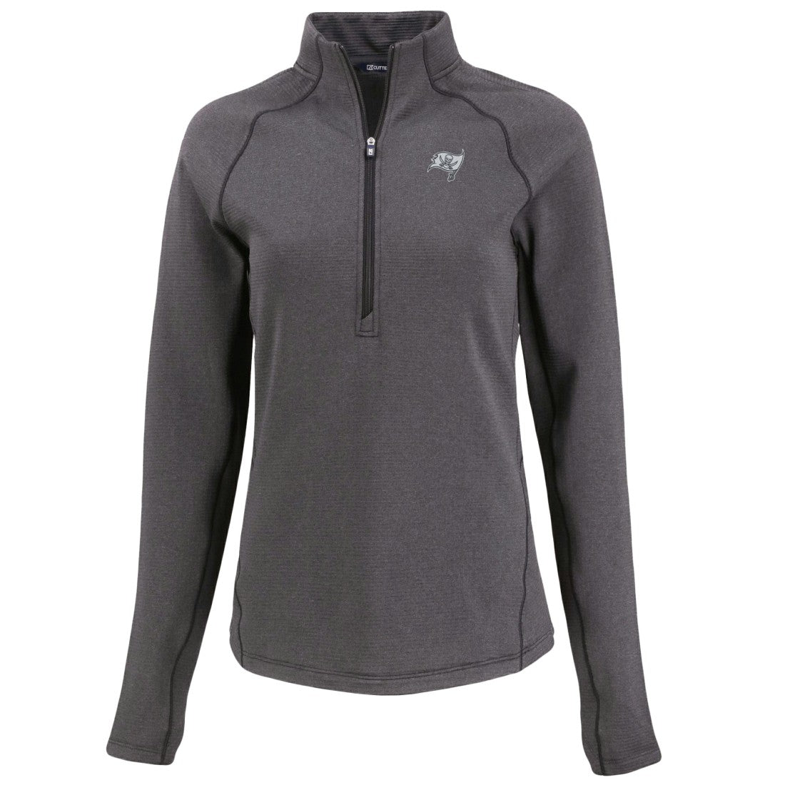 Tampa Bay Buccaneers Cutter & Buck Women's Peshastin Eco Fleece Recycled Tri-Blend Raglan Half-Zip Jacket Heather Black | NFL