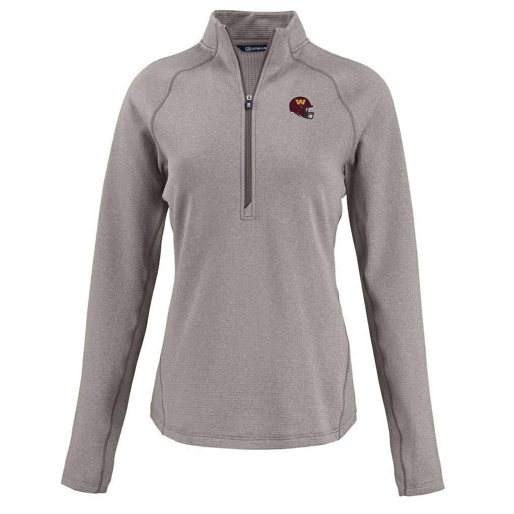 Washington Commanders Cutter & Buck Women's Peshastin Eco Fleece Recycled Tri-Blend Raglan Half-Zip Jacket Heather Gray | NFL