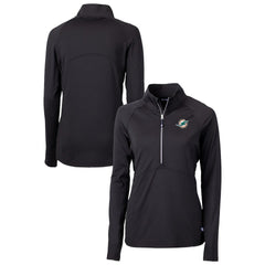 Miami Dolphins Cutter & Buck Women's DryTec Adapt Eco Knit Stretch Recycled Raglan Half-Zip Top Black | NFL