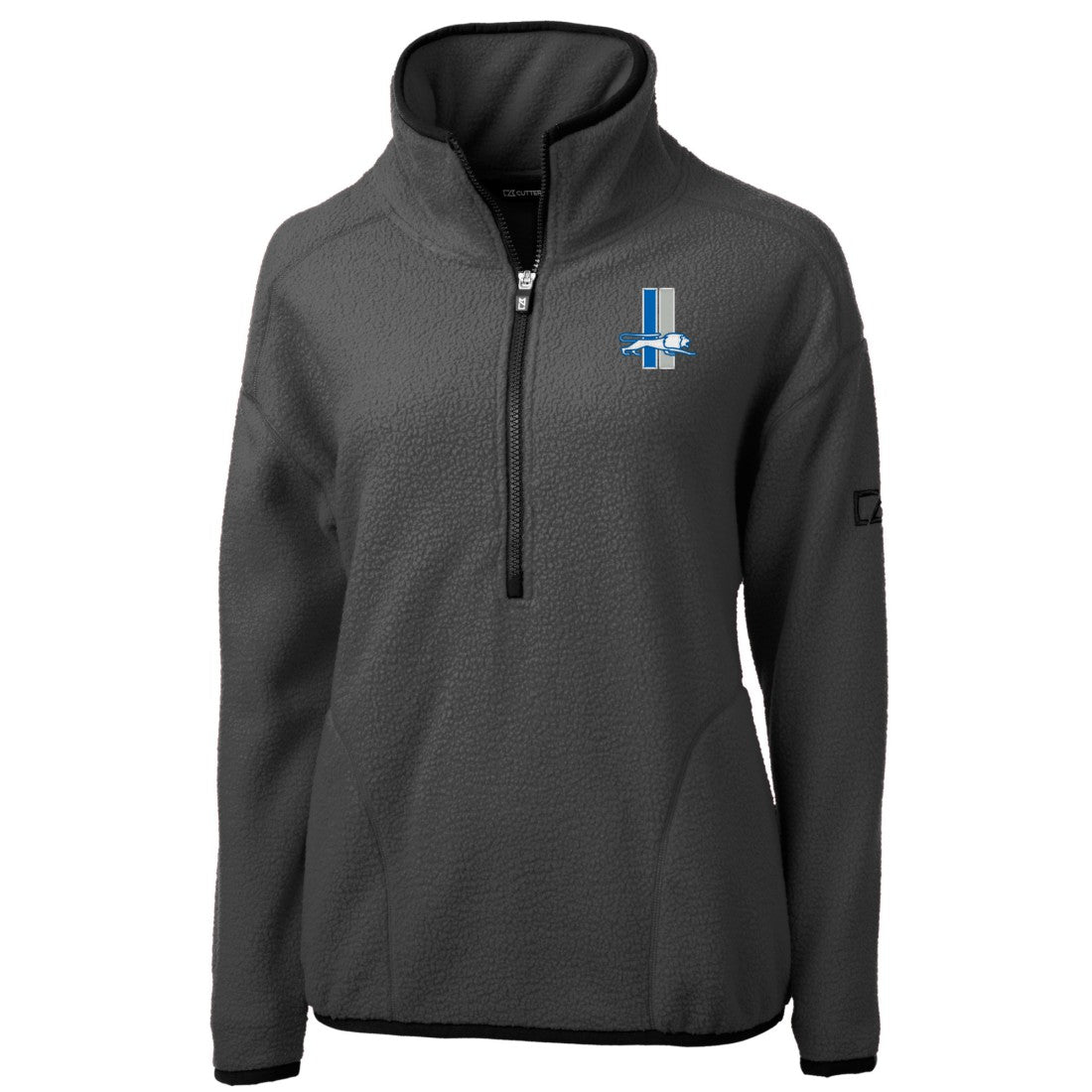 Detroit Lions Cutter & Buck Women's Historic Cascade Eco Sherpa Fleece Half-Zip Jacket Charcoal | NFL