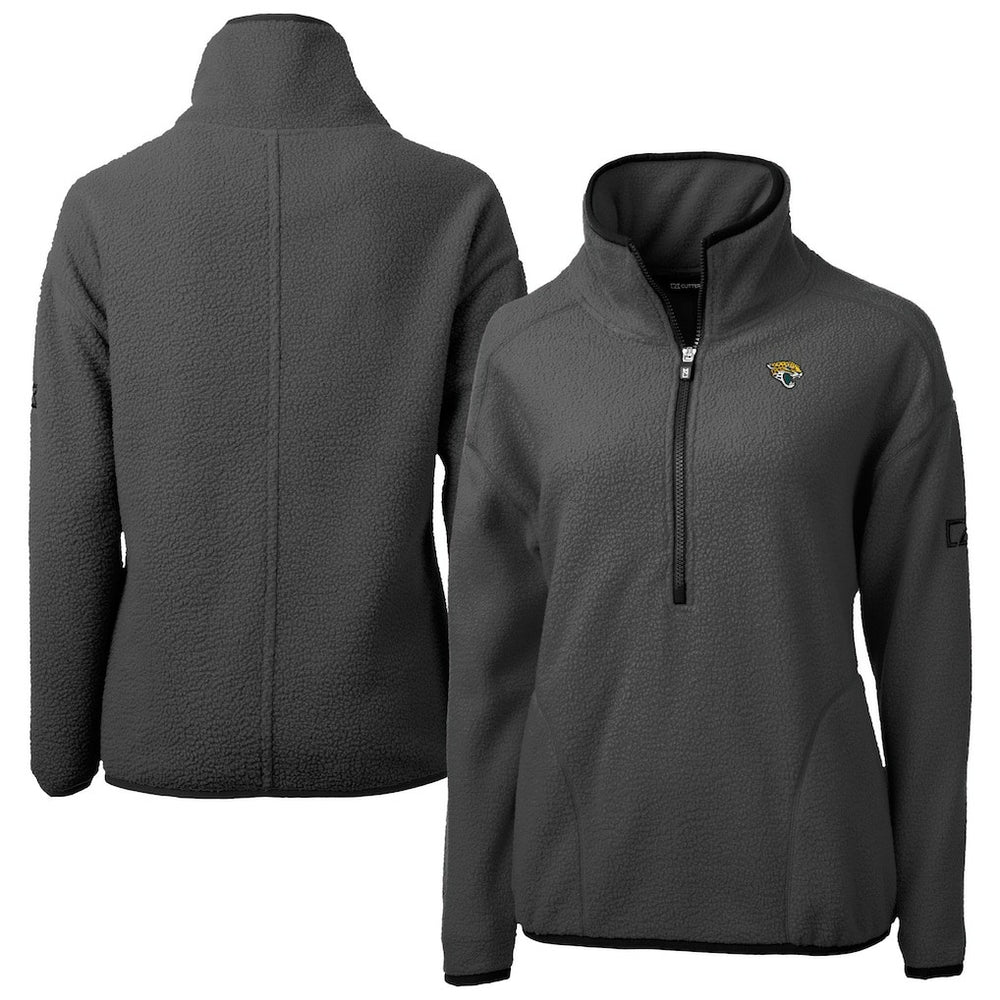 Jacksonville Jaguars Cutter & Buck Women's Cascade Eco Sherpa Fleece Half-Zip Jacket Charcoal | NFL