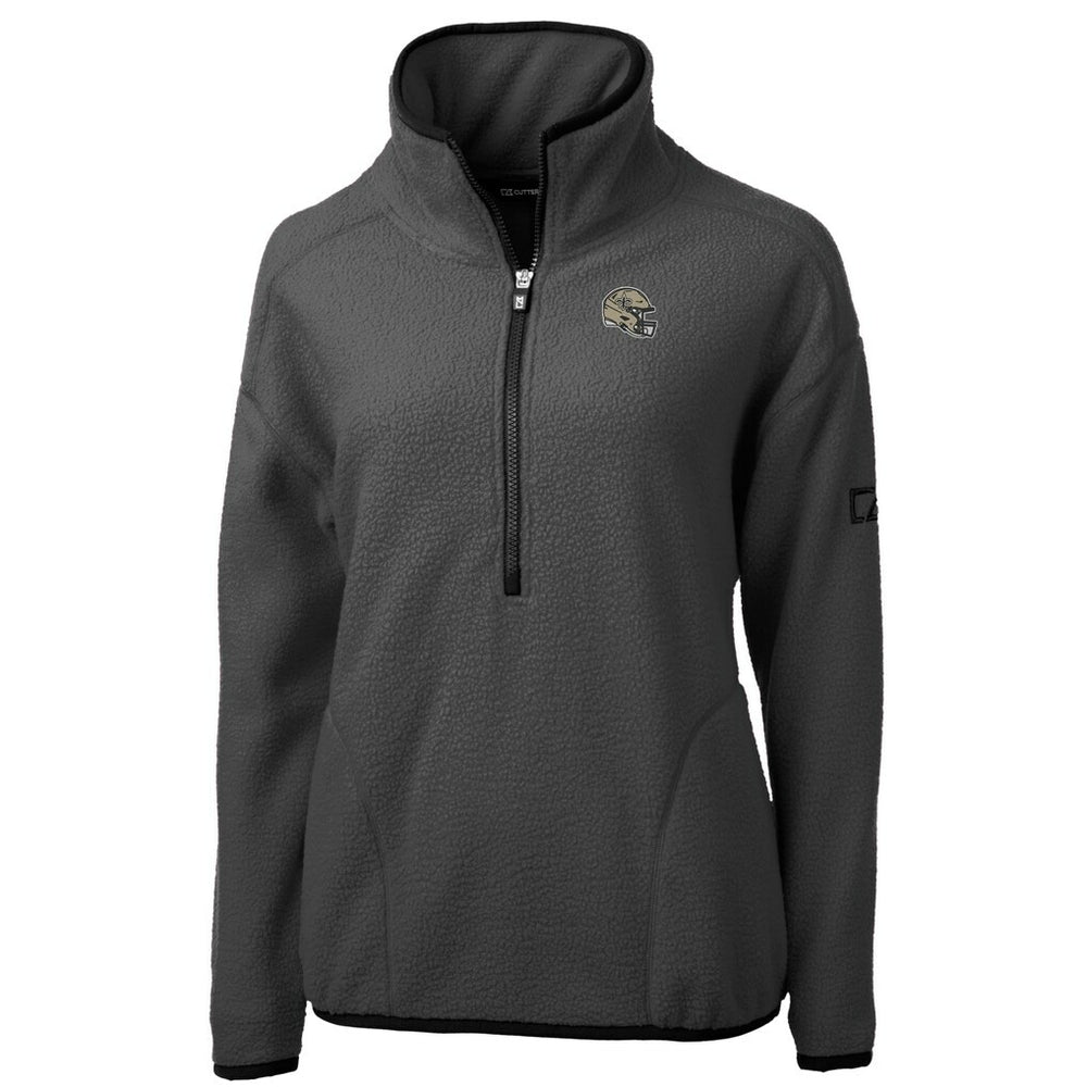New Orleans Saints Cutter & Buck Women's Helmet Cascade Eco Sherpa Fleece Half-Zip Jacket Charcoal | NFL