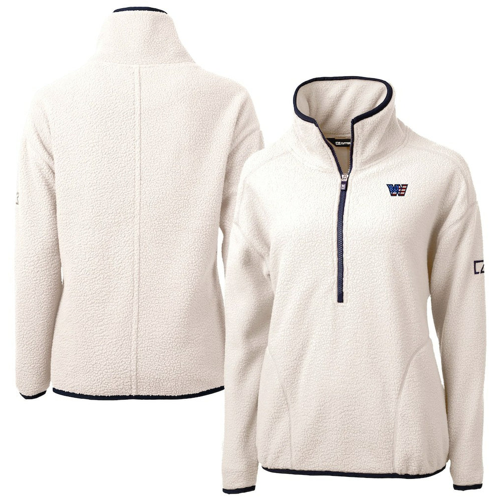 Washington Commanders Cutter & Buck Women's Americana Cascade Eco Sherpa Fleece Half-Zip Jacket Oatmeal | NFL