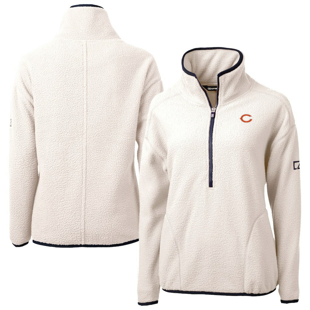 Chicago Bears Cutter & Buck Women's Cascade Eco Sherpa Fleece Half-Zip Jacket Oatmeal | NFL