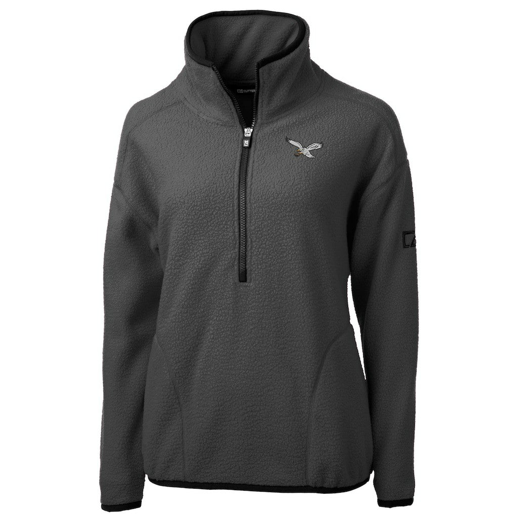 Philadelphia Eagles Cutter & Buck Women's Historic Cascade Eco Sherpa Fleece Half-Zip Jacket Charcoal | NFL