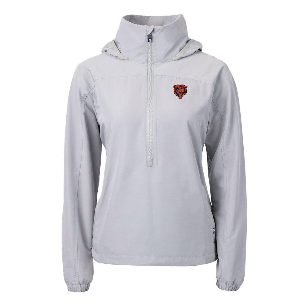 Chicago Bears Cutter & Buck Women's Charter Eco Recycled Half-Zip Hooded Anorak Jacket Gray | NFL