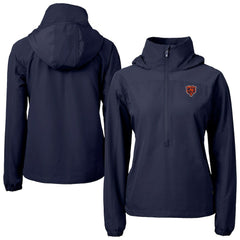 Chicago Bears Cutter & Buck Women's Charter Eco Recycled Half-Zip Hooded Anorak Jacket Navy | NFL