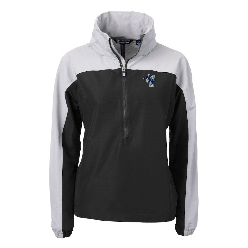 Indianapolis Colts Cutter & Buck Women's Charter Eco Recycled Half-Zip Hooded Anorak Jacket Black | NFL
