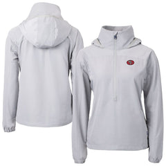 San Francisco 49ers Cutter & Buck Women's Charter Eco Recycled Half-Zip Hooded Anorak Jacket Gray | NFL