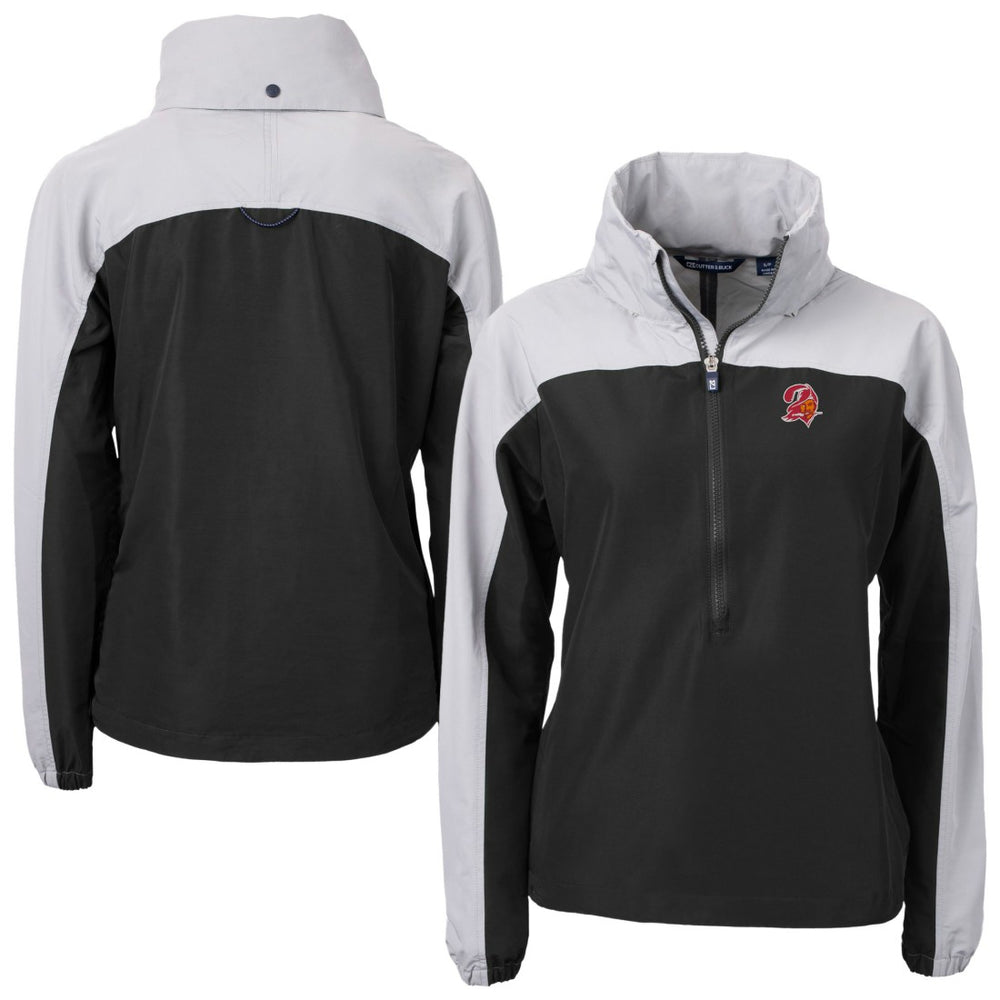 Tampa Bay Buccaneers Cutter & Buck Women's Charter Eco Recycled Half-Zip Hooded Anorak Jacket Black | NFL