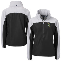 Green Bay Packers Cutter & Buck Women's Charter Eco Recycled Half-Zip Hooded Anorak Jacket Black | NFL