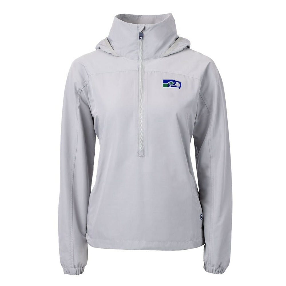 Seattle Seahawks Cutter & Buck Women's Charter Eco Recycled Half-Zip Hooded Anorak Jacket Gray | NFL