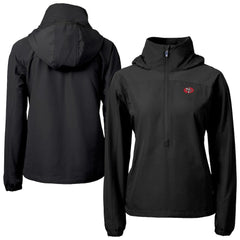 San Francisco 49ers Cutter & Buck Women's Charter Eco Recycled Half-Zip Hooded Anorak Jacket Black | NFL