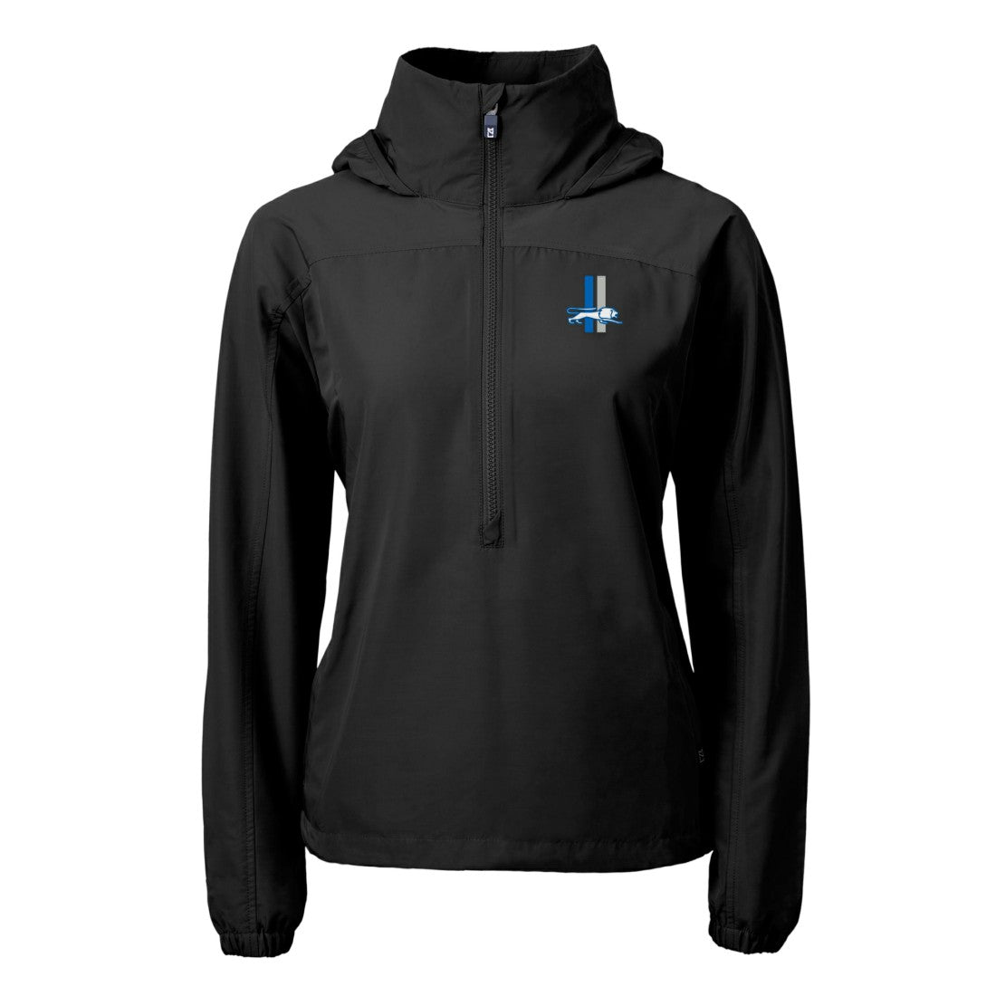 Detroit Lions Cutter & Buck Women's Charter Eco Recycled Half-Zip Hooded Anorak Jacket Black | NFL
