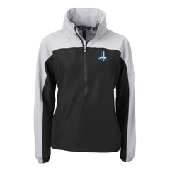 Detroit Lions Cutter & Buck Women's Charter Eco Recycled Half-Zip Hooded Anorak Jacket Black | NFL