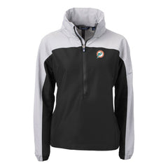 Miami Dolphins Cutter & Buck Women's Charter Eco Recycled Half-Zip Hooded Anorak Jacket Black | NFL