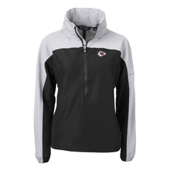 Kansas City Chiefs Cutter & Buck Women's Charter Eco Recycled Half-Zip Hooded Anorak Jacket Black | NFL