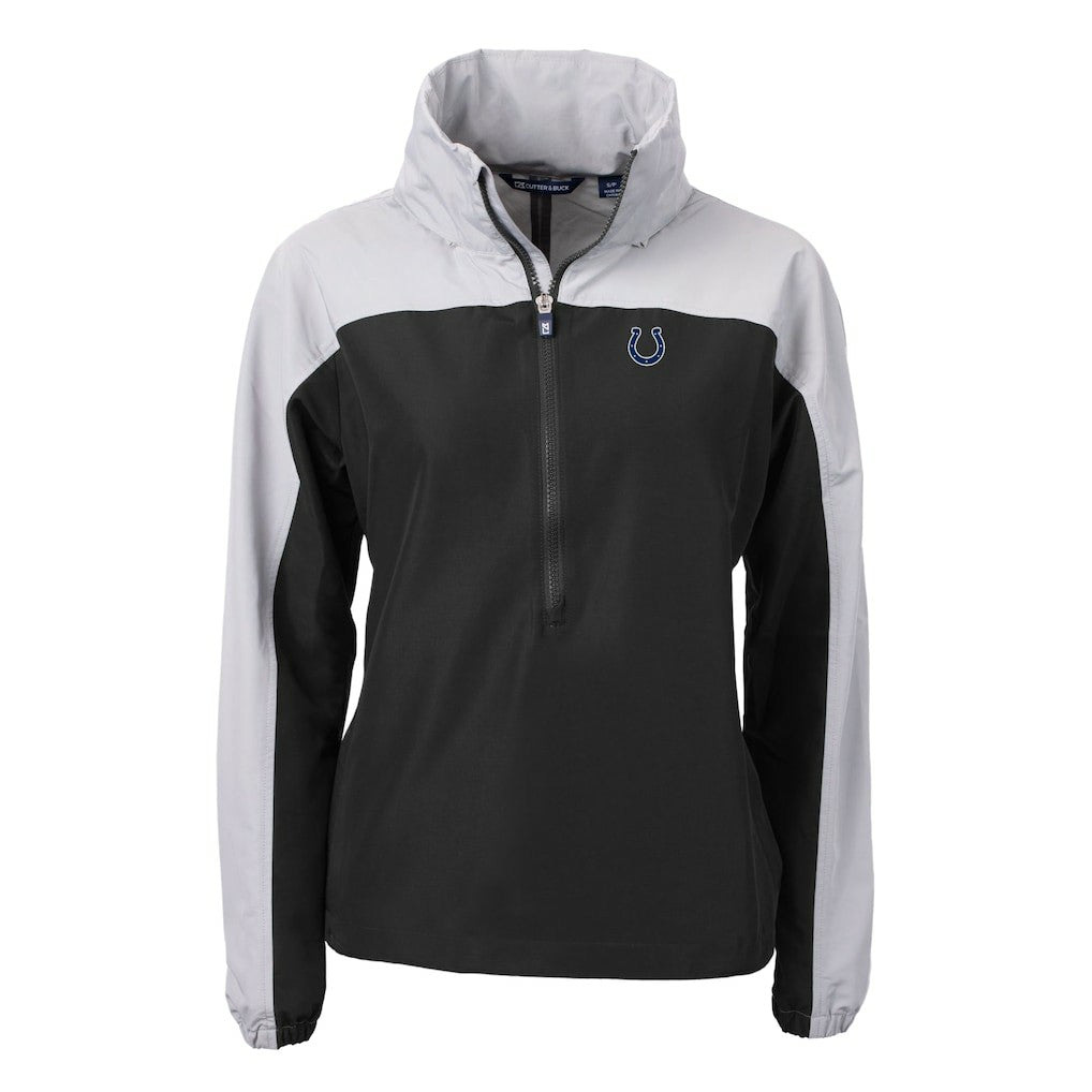 Indianapolis Colts Cutter & Buck Women's Charter Eco Recycled Half-Zip Hooded Anorak Jacket Black | NFL