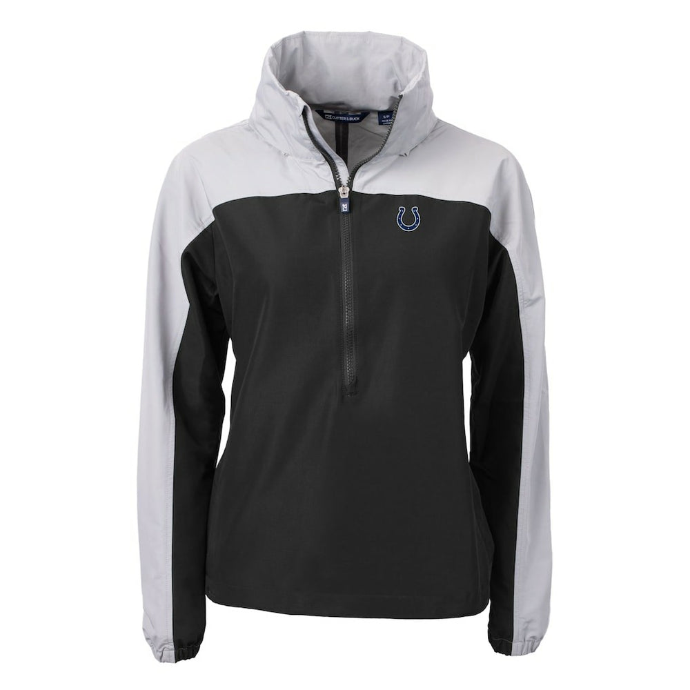 Indianapolis Colts Cutter & Buck Women's Charter Eco Recycled Half-Zip Hooded Anorak Jacket Black | NFL