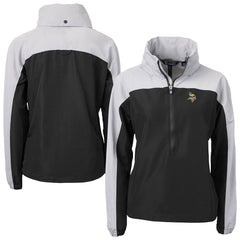 Minnesota Vikings Cutter & Buck Women's Charter Eco Recycled Half-Zip Hooded Anorak Jacket Black | NFL