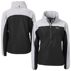 Baltimore Ravens Cutter & Buck Women's Charter Eco Recycled Half-Zip Hooded Anorak Jacket Black | NFL
