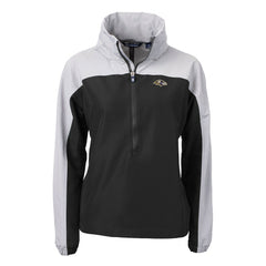 Baltimore Ravens Cutter & Buck Women's Charter Eco Recycled Half-Zip Hooded Anorak Jacket Black | NFL