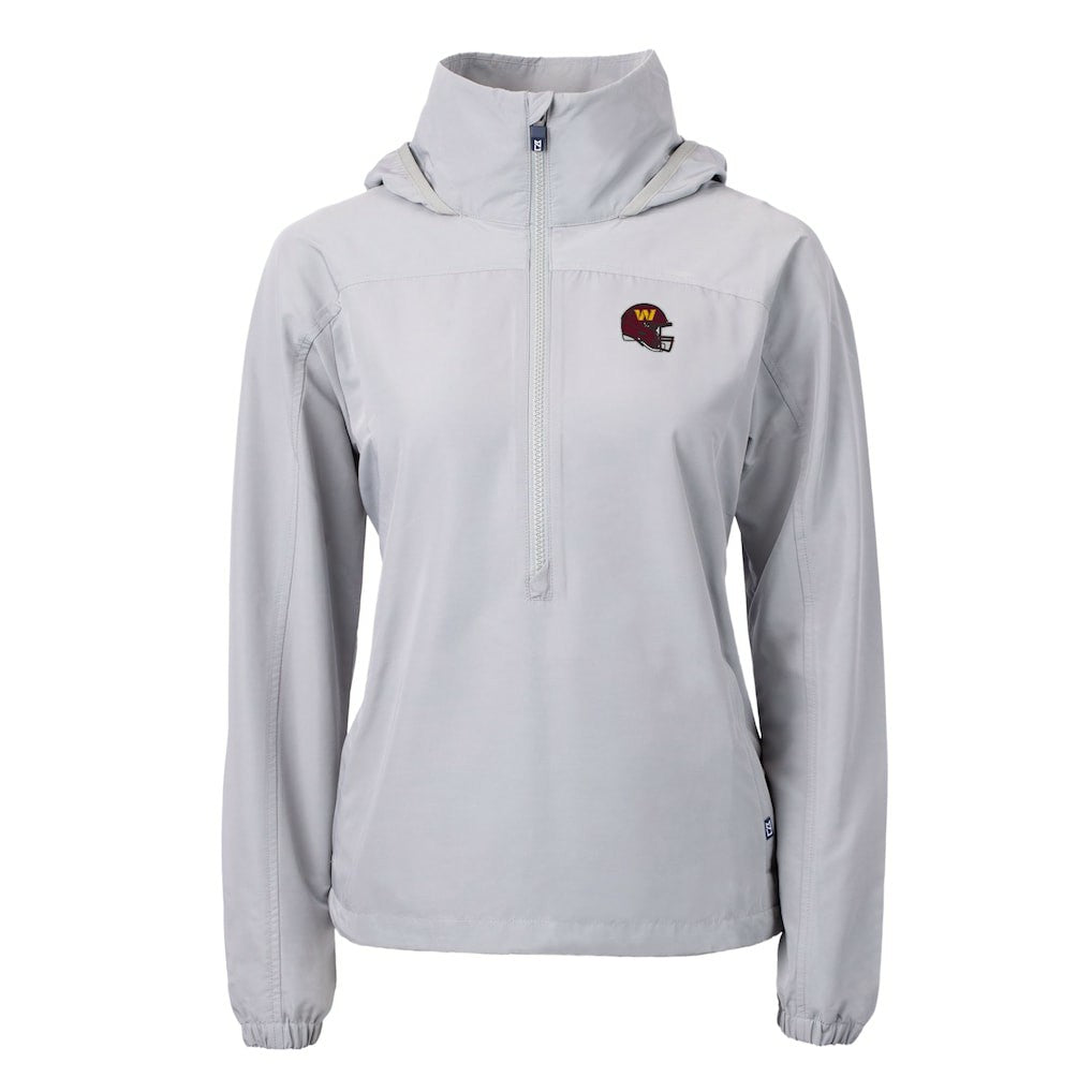 Washington Commanders Cutter & Buck Women's Charter Eco Recycled Half-Zip Hooded Anorak Jacket Gray | NFL