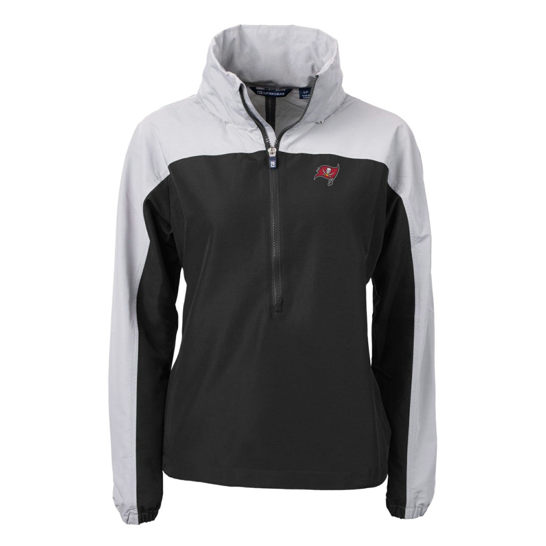 Tampa Bay Buccaneers Cutter & Buck Women's Charter Eco Recycled Half-Zip Hooded Anorak Jacket Black | NFL