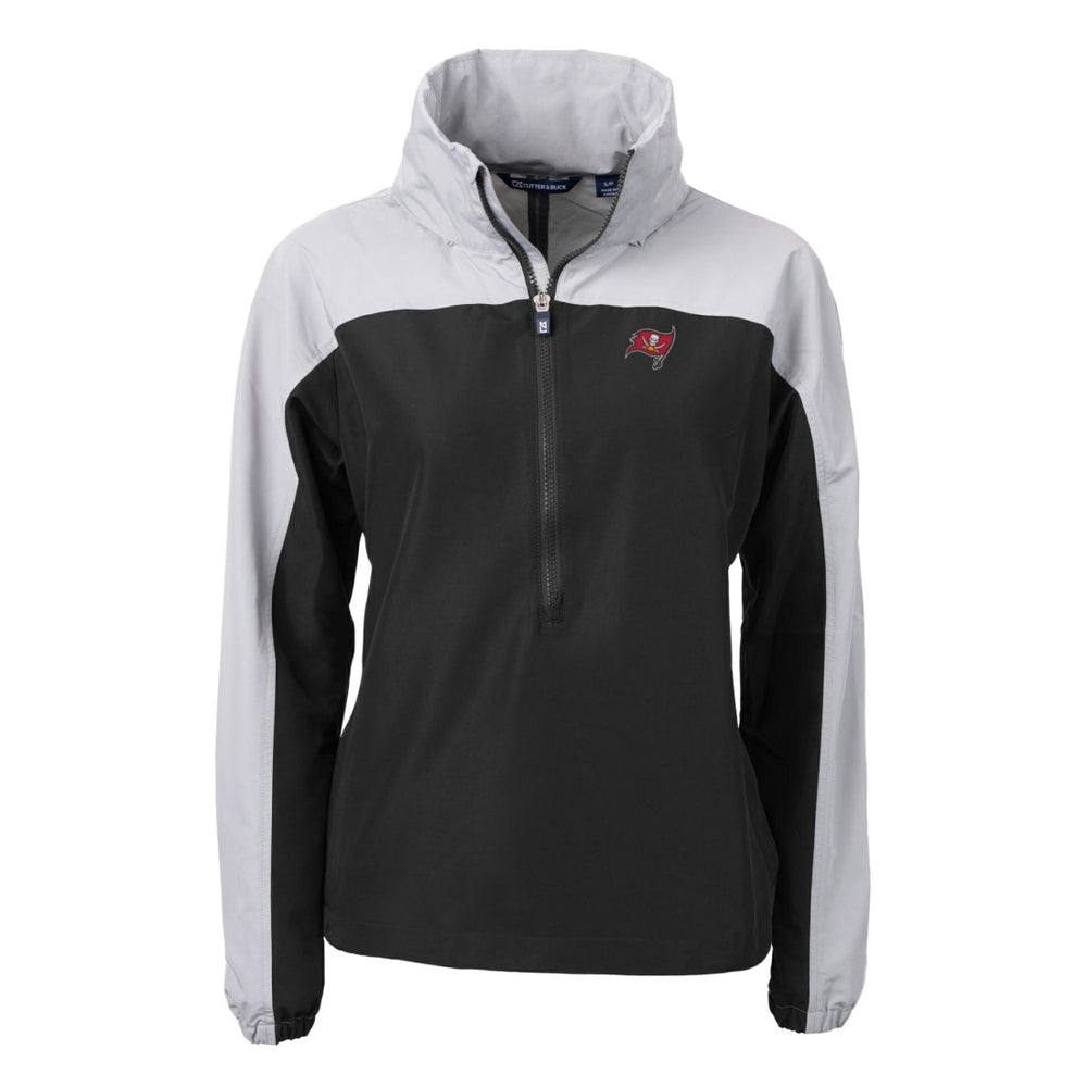 Tampa Bay Buccaneers Cutter & Buck Women's Charter Eco Recycled Half-Zip Hooded Anorak Jacket Black | NFL