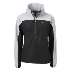 Tampa Bay Buccaneers Cutter & Buck Women's Charter Eco Recycled Half-Zip Hooded Anorak Jacket Black | NFL