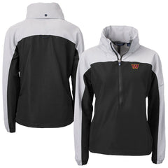 Washington Commanders Cutter & Buck Women's Charter Eco Recycled Half-Zip Hooded Anorak Jacket Black | NFL