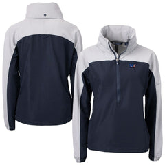 Washington Commanders Cutter & Buck Women's Charter Eco Recycled Half-Zip Hooded Anorak Jacket Navy | NFL