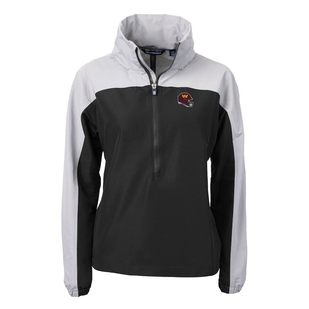 Washington Commanders Cutter & Buck Women's Charter Eco Recycled Half-Zip Hooded Anorak Jacket Black | NFL