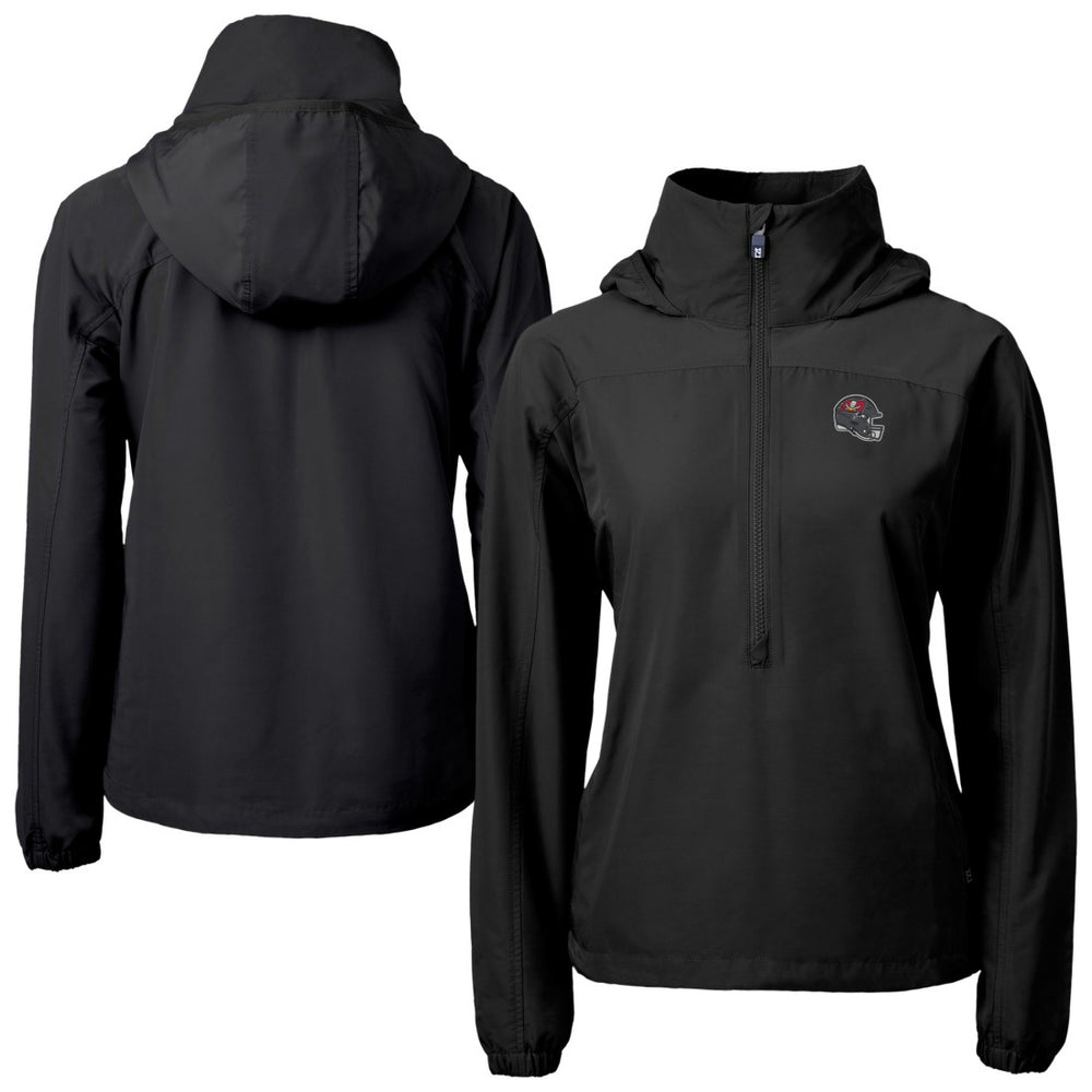 Tampa Bay Buccaneers Cutter & Buck Women's Charter Eco Recycled Half-Zip Hooded Anorak Jacket Black | NFL