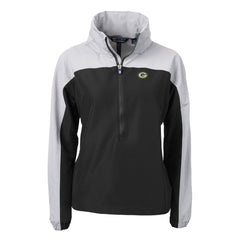 Green Bay Packers Cutter & Buck Women's Charter Eco Recycled Half-Zip Hooded Anorak Jacket Black | NFL