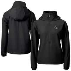 Atlanta Falcons Cutter & Buck Women's Charter Eco Recycled Half-Zip Hooded Anorak Jacket Black | NFL