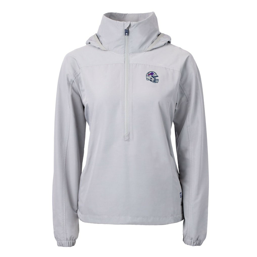 Buffalo Bills Cutter & Buck Women's Charter Eco Recycled Half-Zip Hooded Anorak Jacket Gray | NFL