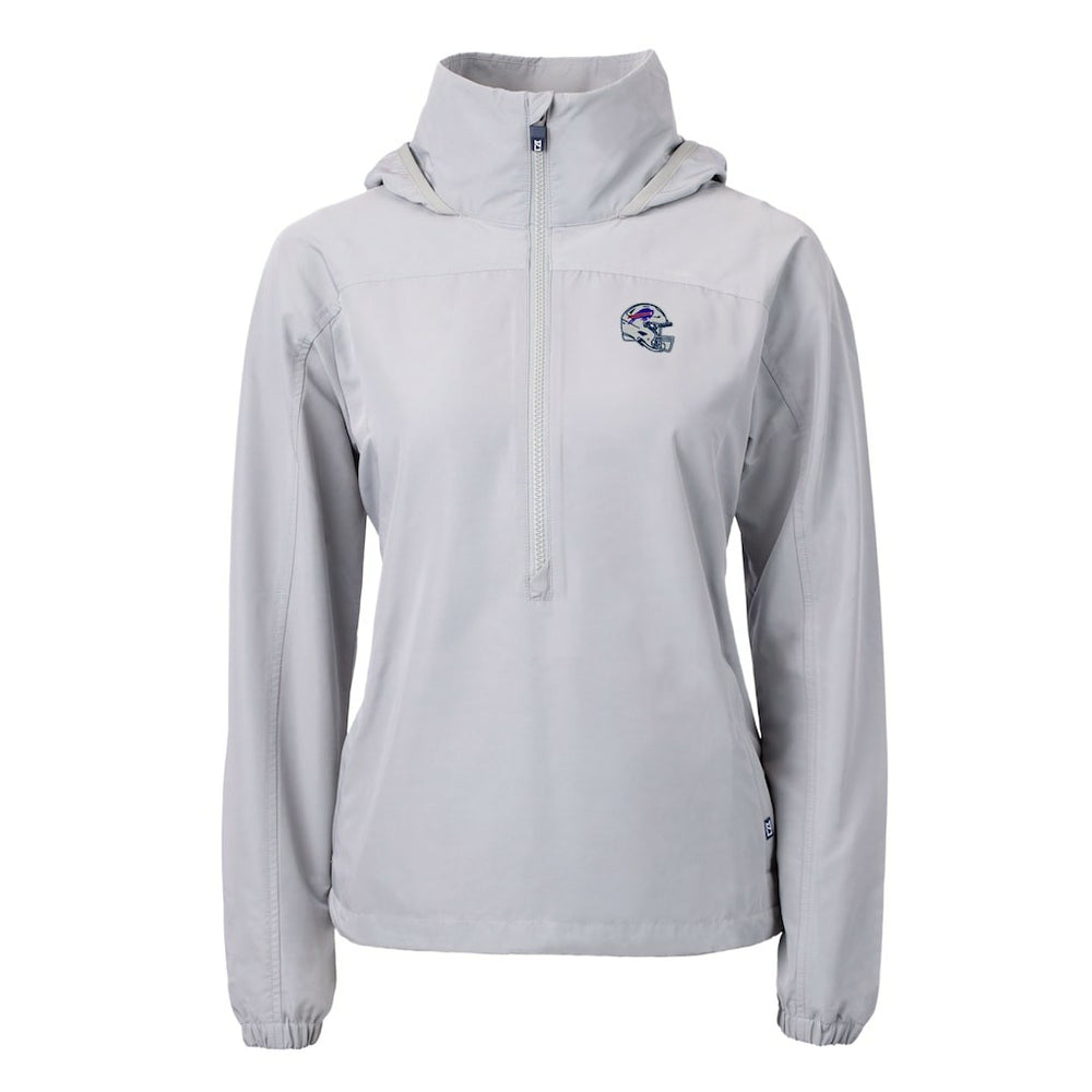 Buffalo Bills Cutter & Buck Women's Charter Eco Recycled Half-Zip Hooded Anorak Jacket Gray | NFL