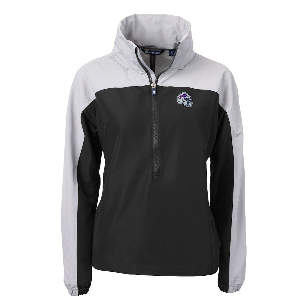 Buffalo Bills Cutter & Buck Women's Charter Eco Recycled Half-Zip Hooded Anorak Jacket Black | NFL