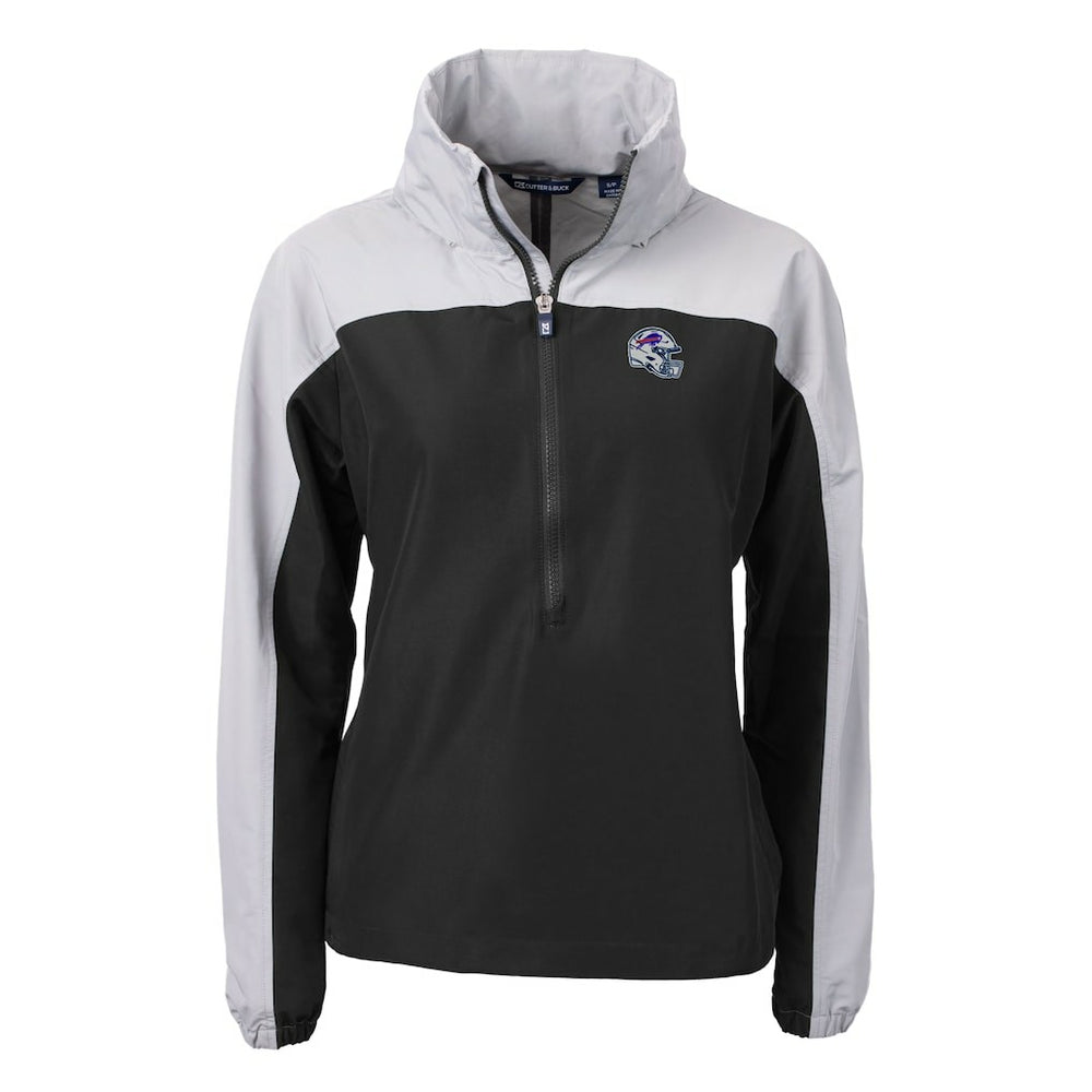 Buffalo Bills Cutter & Buck Women's Charter Eco Recycled Half-Zip Hooded Anorak Jacket Black | NFL