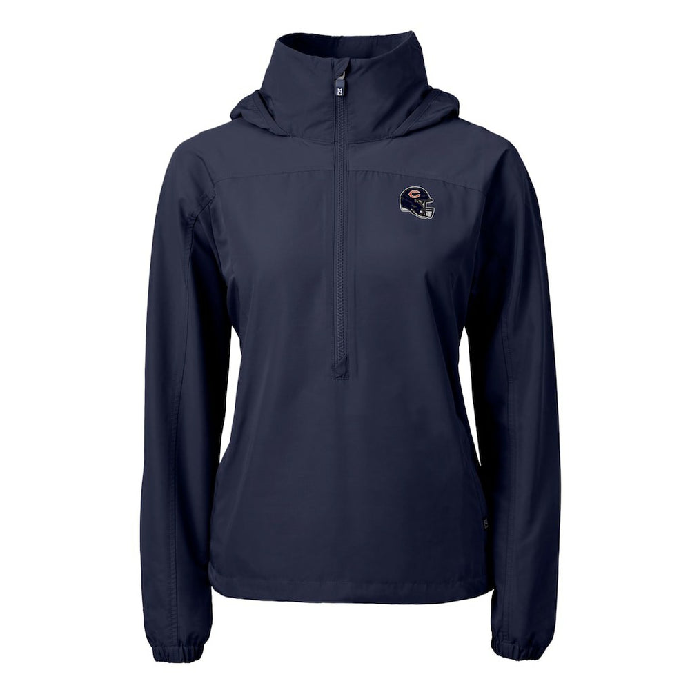 Chicago Bears Cutter & Buck Women's Charter Eco Recycled Half-Zip Hooded Anorak Jacket Navy | NFL