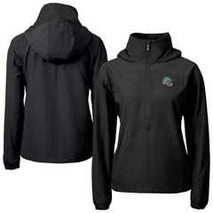 Detroit Lions Cutter & Buck Women's Charter Eco Recycled Half-Zip Hooded Anorak Jacket Black | NFL