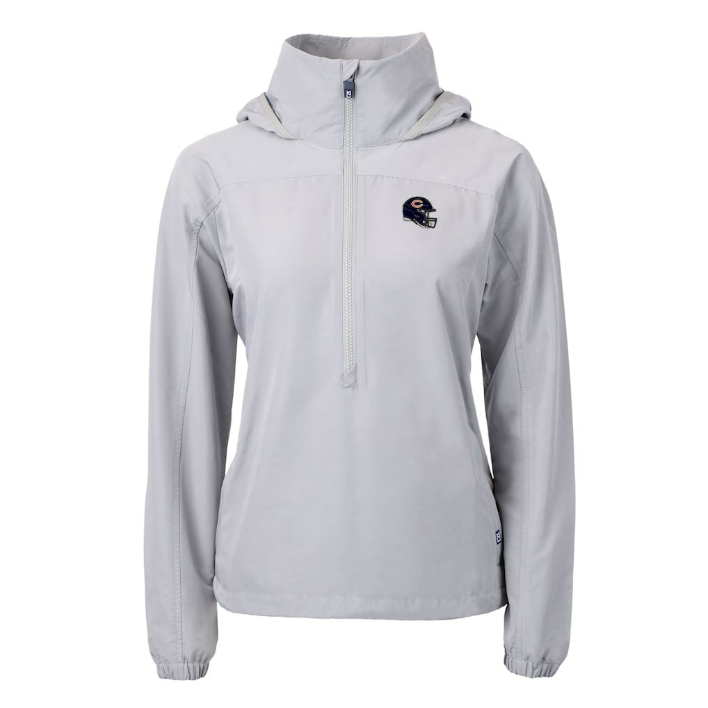Chicago Bears Cutter & Buck Women's Charter Eco Recycled Half-Zip Hooded Anorak Jacket Gray | NFL