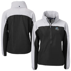 Detroit Lions Cutter & Buck Women's Charter Eco Recycled Half-Zip Hooded Anorak Jacket Black | NFL