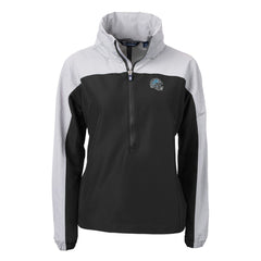Detroit Lions Cutter & Buck Women's Charter Eco Recycled Half-Zip Hooded Anorak Jacket Black | NFL