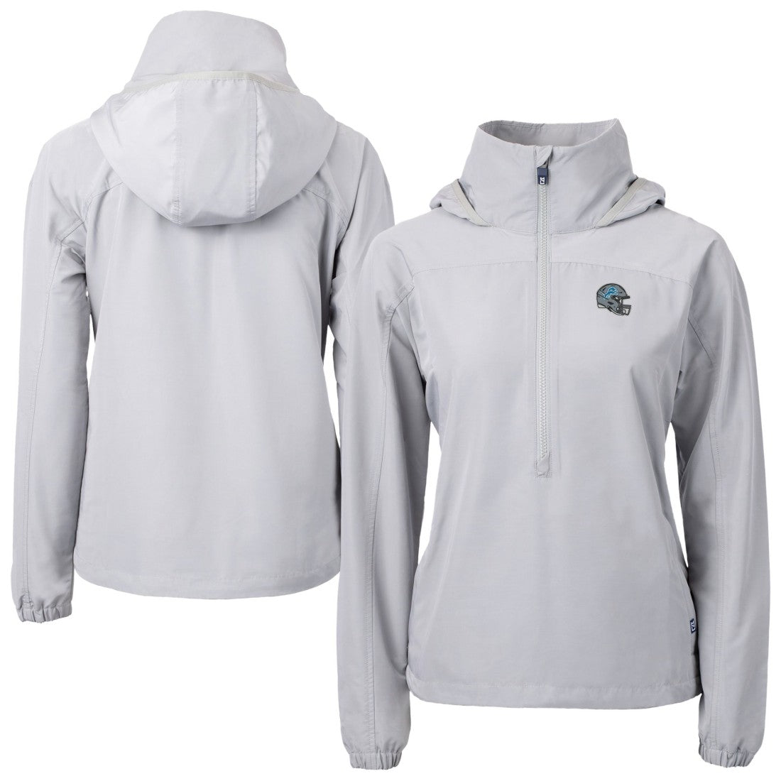 Detroit Lions Cutter & Buck Women's Charter Eco Recycled Half-Zip Hooded Anorak Jacket Gray | NFL